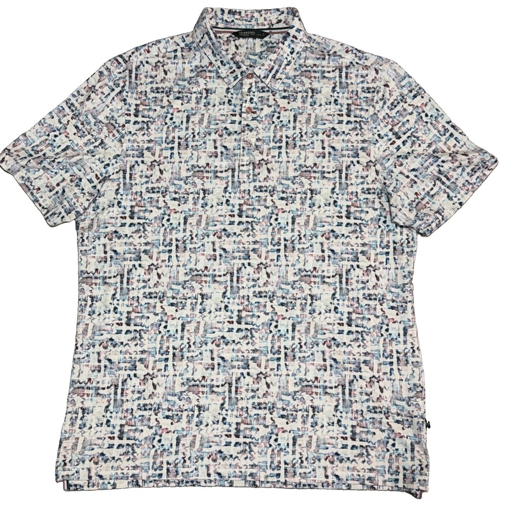 7 Diamonds Men's Large Limitless Short Sleeve AOP Abstract Shirt Stretch